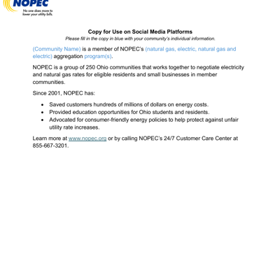 Copy For Community Social Media